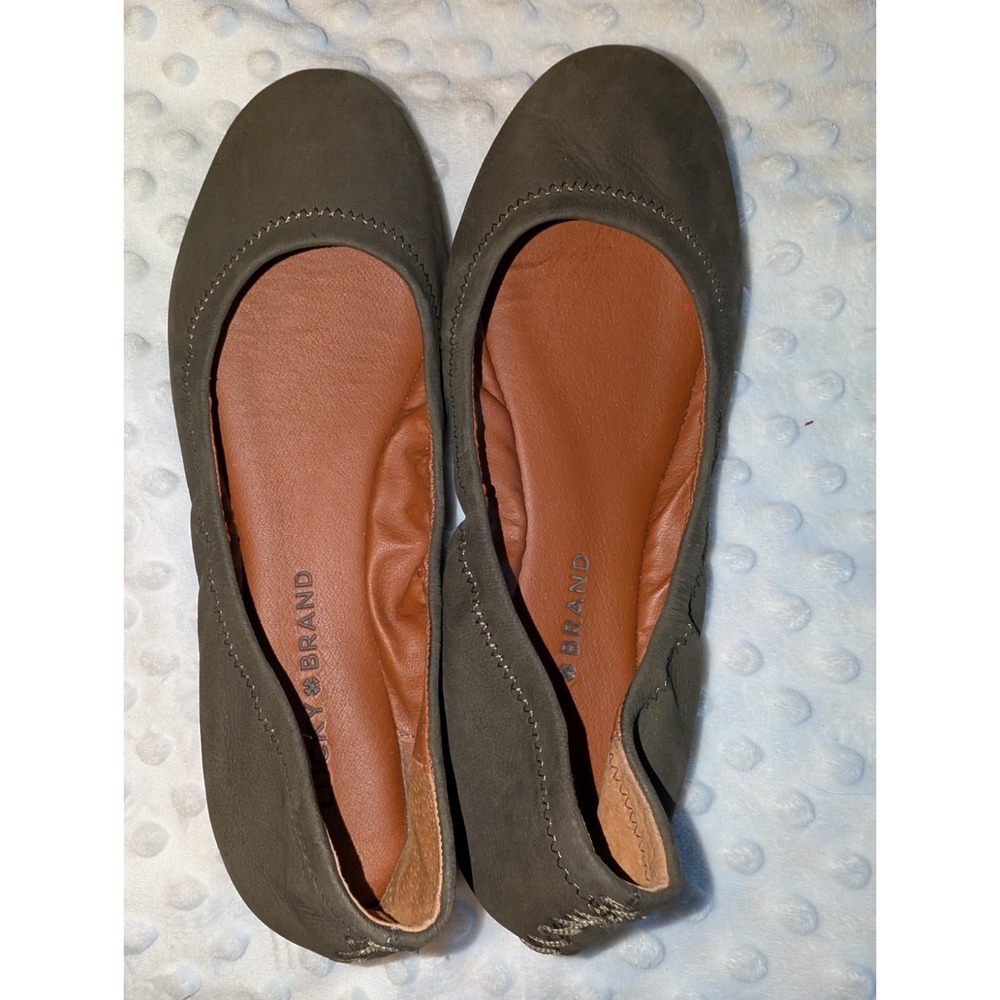Lucky Brand Olive Green Emmie Leather Ballet Flats 6 Medium Excellent